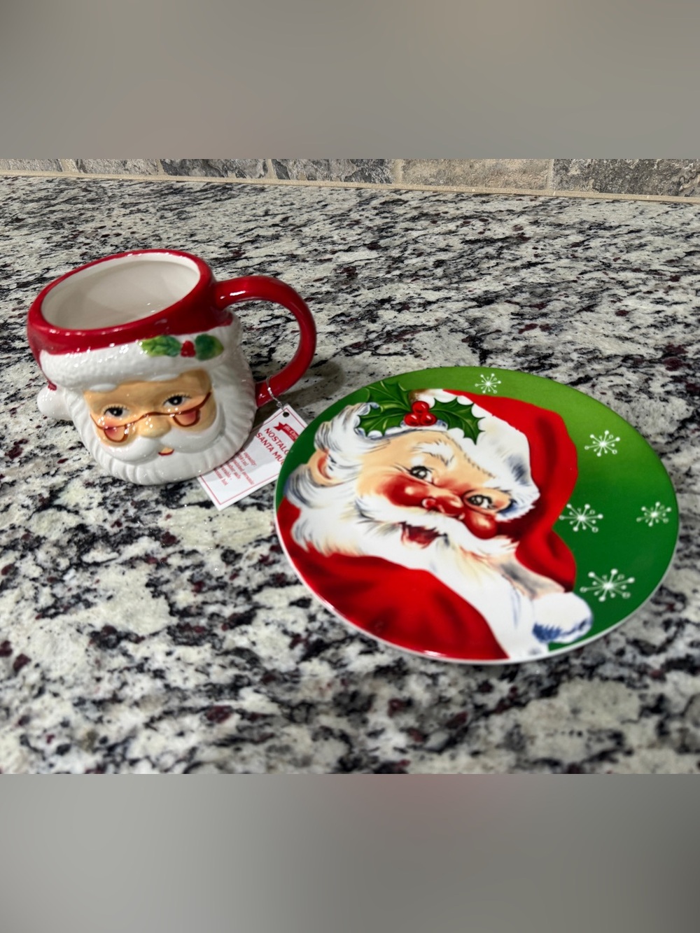 Mr. Christmas Santa Claus Mug and Snack Plate Set NWT